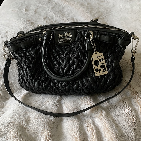 Coach Handbags - Coach Quilted Chevron Sophia Madison Nylon Satchel